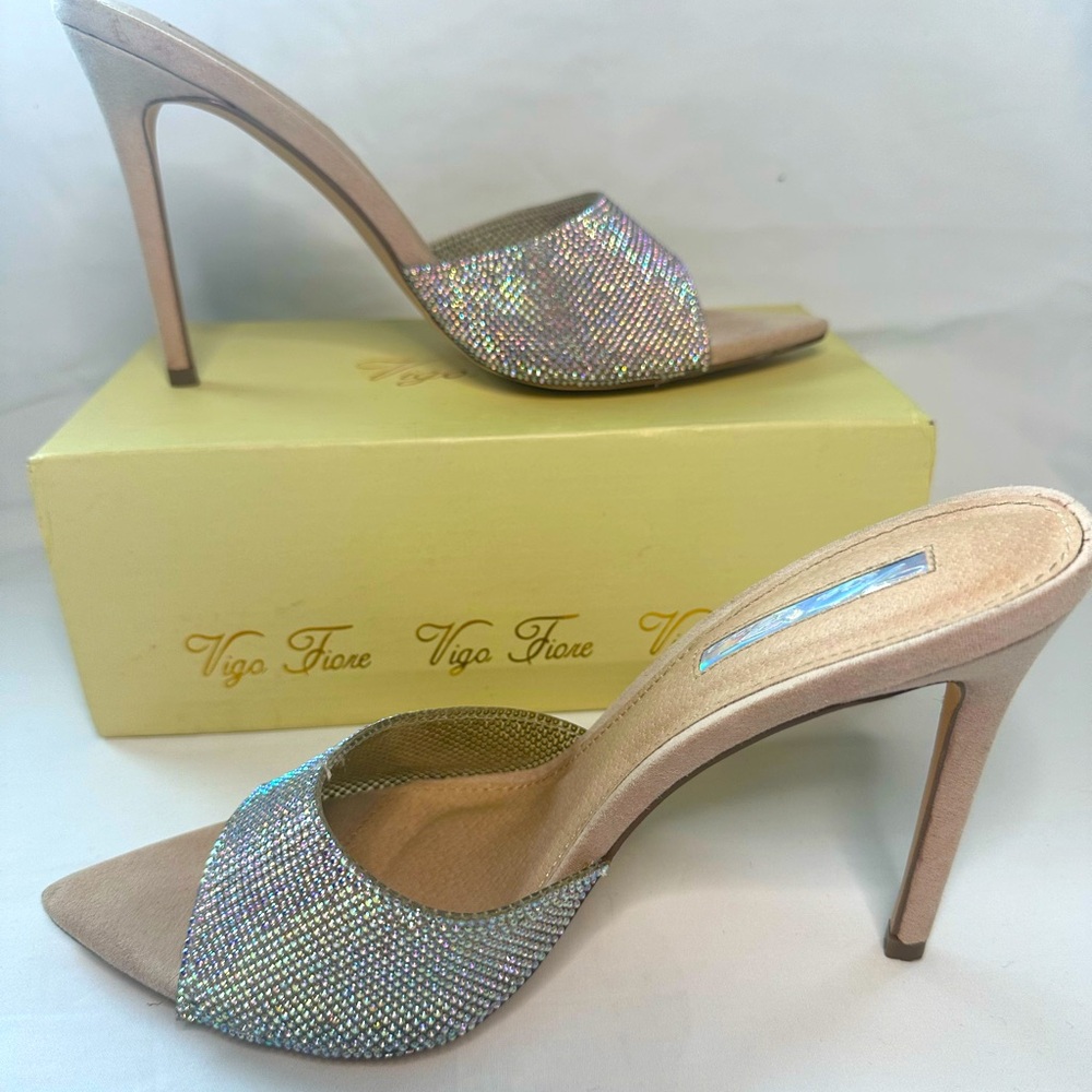Vigo Fiore Sparkling Heeled Mule!!! With Box Size 10